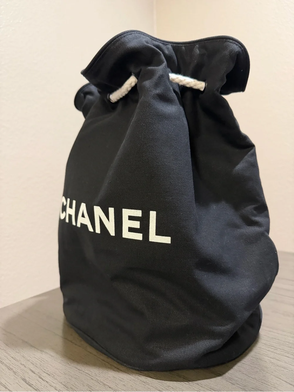 CHANEL Black Canvas Duffel Bag